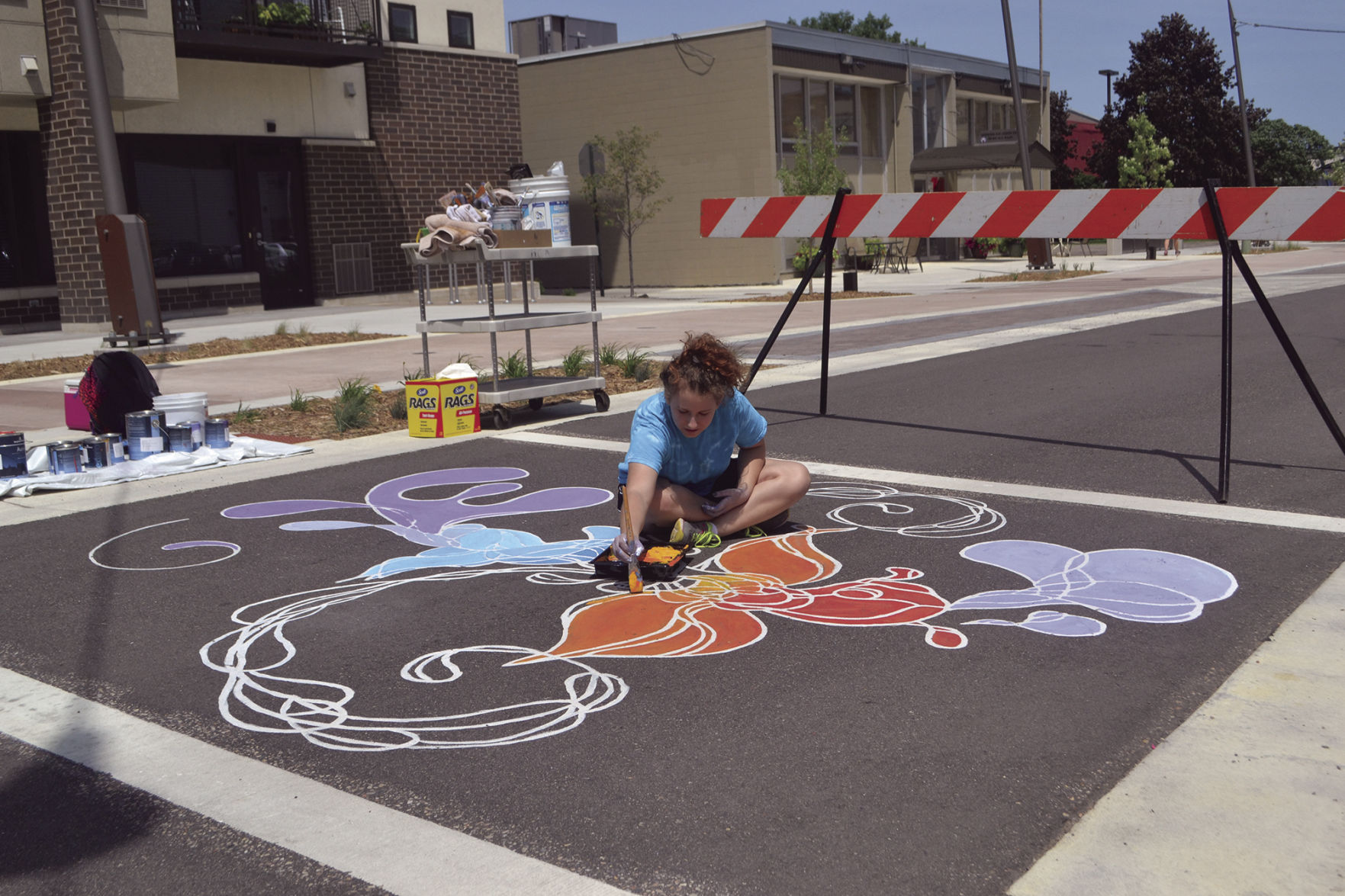 Colorful paintings decorate two Hopkins crosswalks